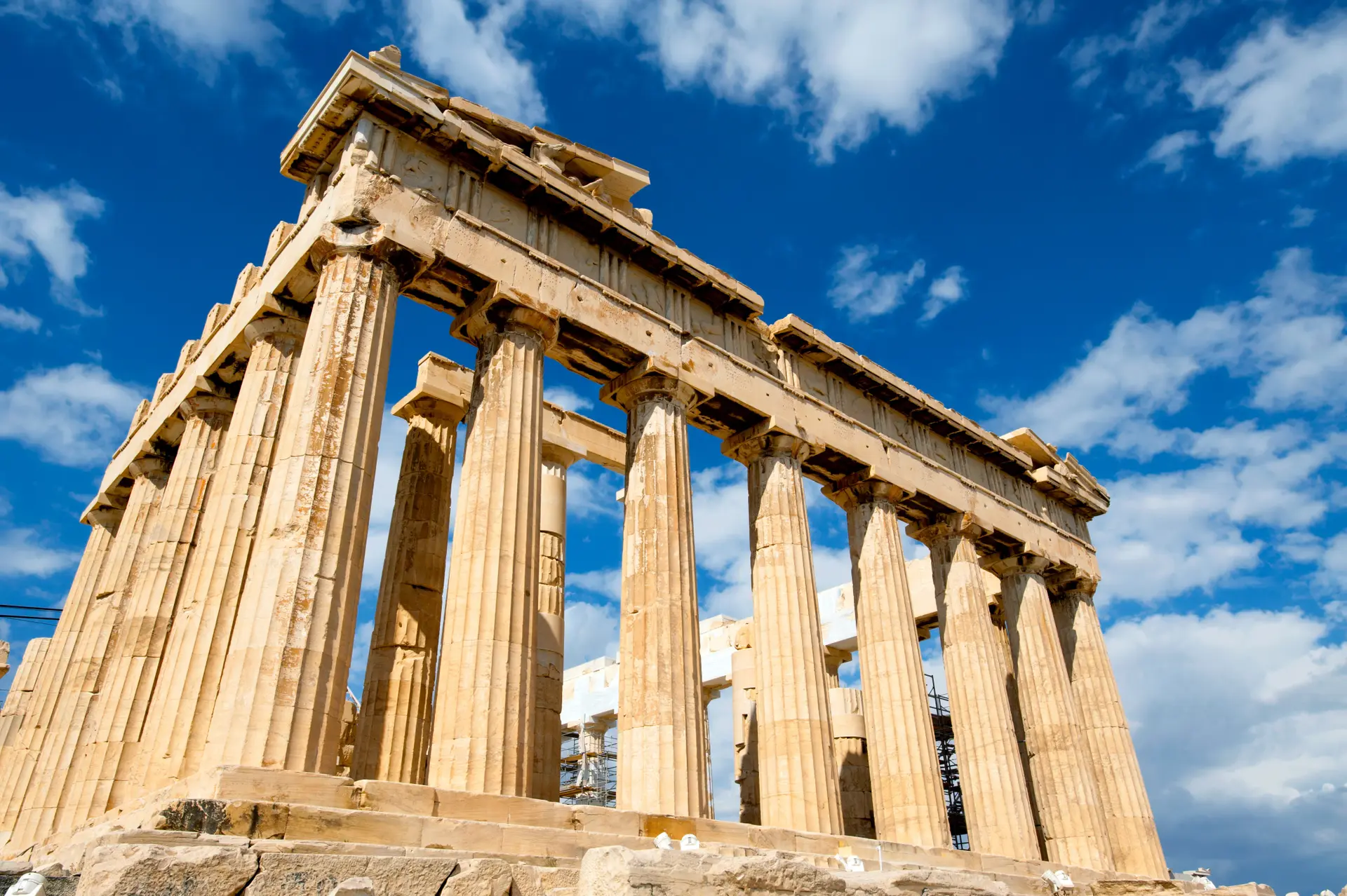 An ancient resplendent marble temple built in greece.